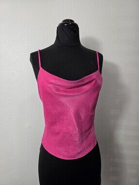 Zara Bright Pink Cowl Neck Spaghetti Strap Camisole
